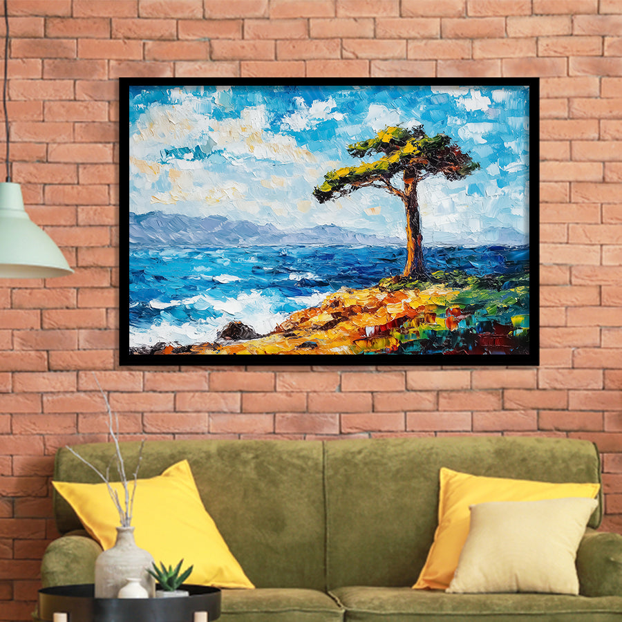 Painting Cypress Tree, Pebble Beach, California, Golf Art, Gift for him, Framed Art Prints Wall Decor