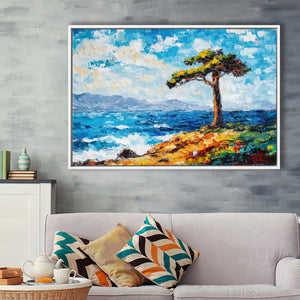 Painting Cypress Tree, Pebble Beach, California, Golf Art Print, Gift for him, Framed Canvas Prints Wall Art