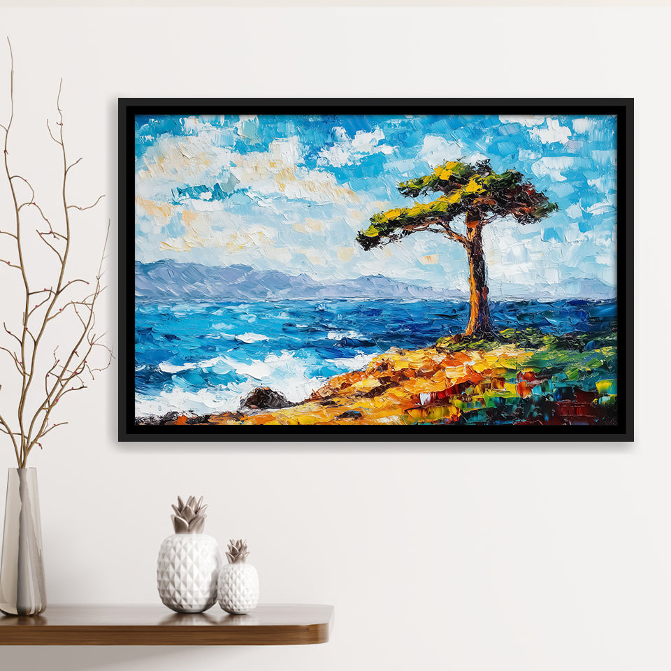 Painting Cypress Tree, Pebble Beach, California, Golf Art Print, Gift for him, Framed Canvas Prints Wall Art