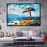 Painting Cypress Tree, Pebble Beach, California, Golf Art Print, Gift for him, Framed Canvas Prints Wall Art