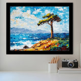 Painting Cypress Tree, Pebble Beach, California, Golf Art, Gift for him, Framed Art Prints Wall Decor