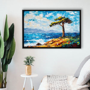 Painting Cypress Tree, Pebble Beach, California, Golf Art Print, Gift for him, Framed Canvas Prints Wall Art