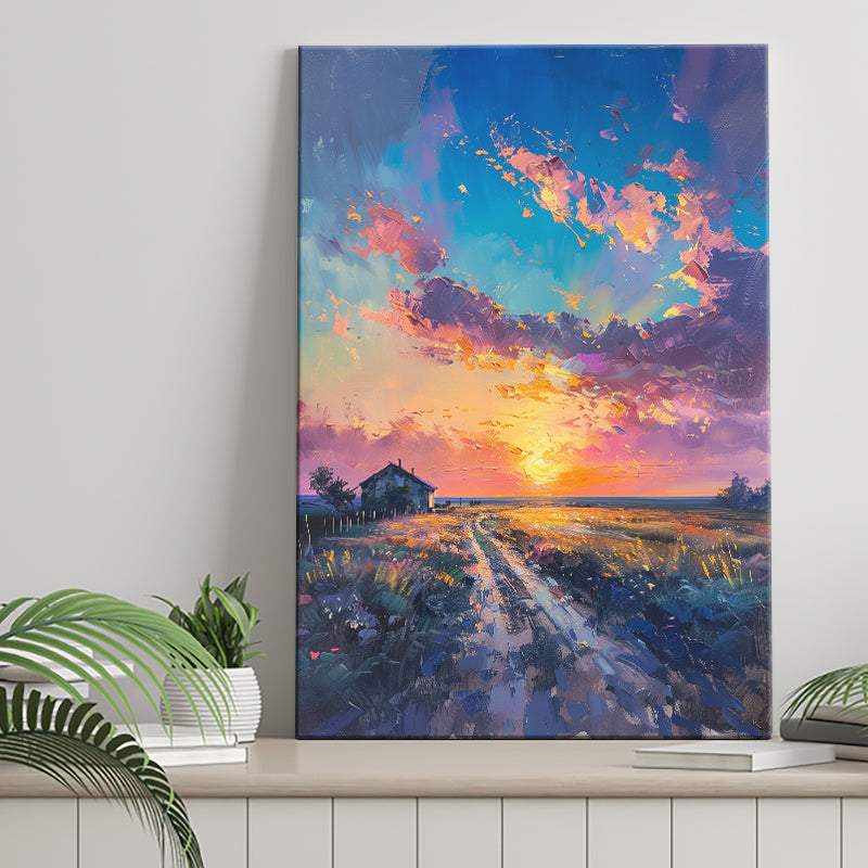 Painting Pastel Clouds Over The Backyard, Canvas Prints Wall Art Decor, Painting Canvas