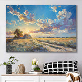 Painting Pastel Clouds Over The Backyard Sunset Oil Painting, Art Print, Canvas Print Wall Art Home Decor