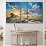 Painting Pastel Clouds Over The Backyard Sunset Oil Painting, Extra Large Canvas, Canvas Print Wall Art Decor