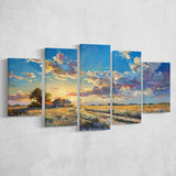 Painting Pastel Clouds Over The Backyard Sunset Oil Painting, Multi Panel,Mixed Canvas Print Wall Art Decor