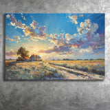 Painting Pastel Clouds Over The Backyard Sunset Oil Painting, Art Print, Canvas Print Wall Art Home Decor