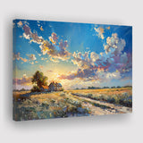 Painting Pastel Clouds Over The Backyard Sunset Oil Painting, Art Print, Canvas Print Wall Art Home Decor