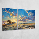Painting Pastel Clouds Over The Backyard Sunset Oil Painting, Extra Large Canvas, Canvas Print Wall Art Decor