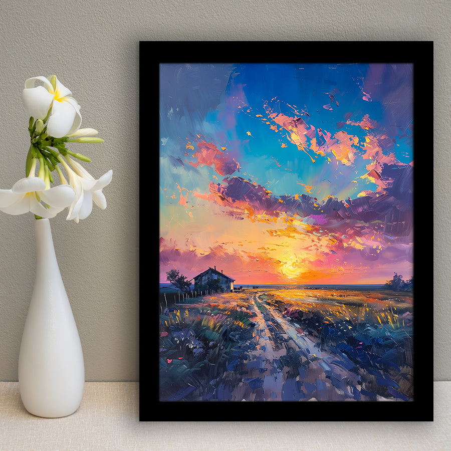 Painting Pastel Clouds Over The Backyard, Framed Art Prints Wall Art Decor, Framed Picture Print