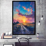 Painting Pastel Clouds Over The Backyard, Framed Art Prints Wall Art Decor, Framed Picture Print