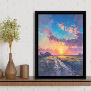 Painting Pastel Clouds Over The Backyard, Framed Canvas Prints Wall Art Decor, Floating Frame