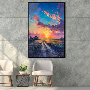 Painting Pastel Clouds Over The Backyard, Framed Canvas Prints Wall Art Decor, Floating Frame