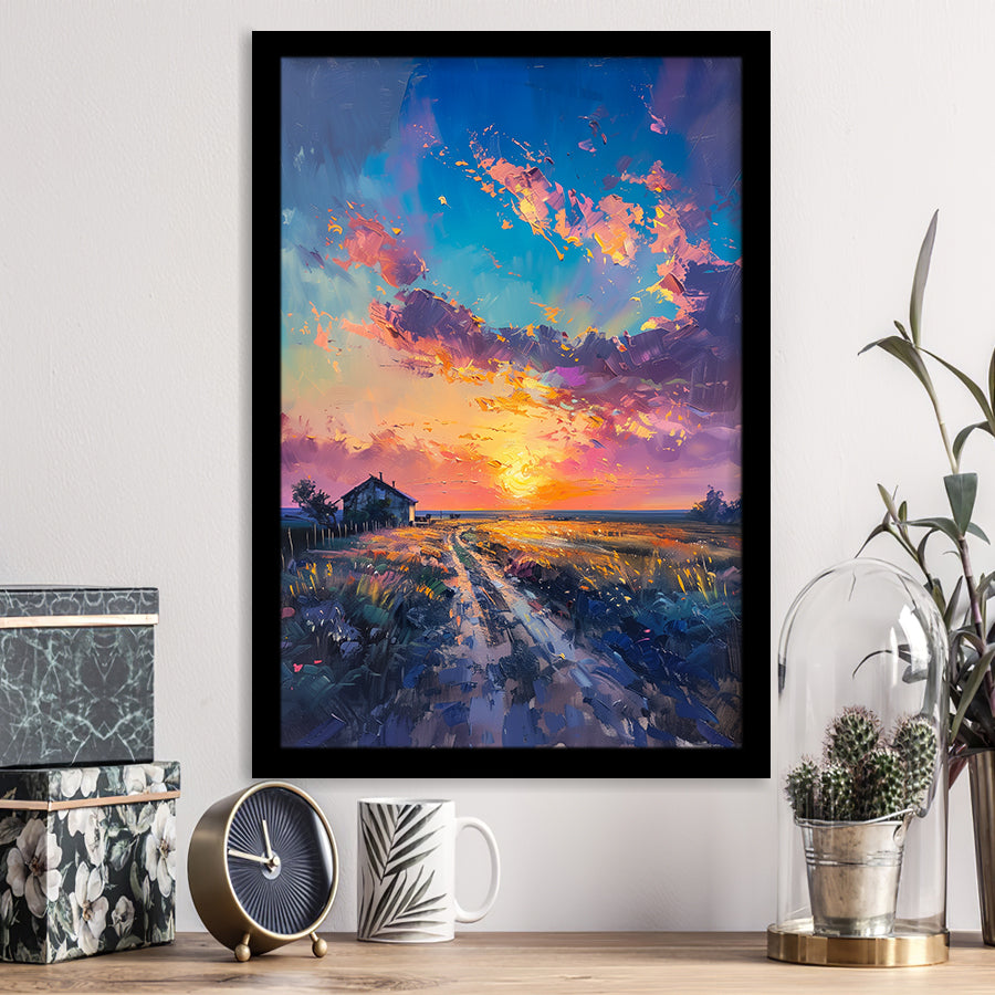 Painting Pastel Clouds Over The Backyard, Framed Art Prints Wall Art Decor, Framed Picture Print