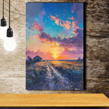 Painting Pastel Clouds Over The Backyard, Canvas Prints Wall Art Decor, Painting Canvas