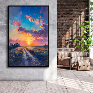 Painting Pastel Clouds Over The Backyard, Framed Canvas Prints Wall Art Decor, Floating Frame