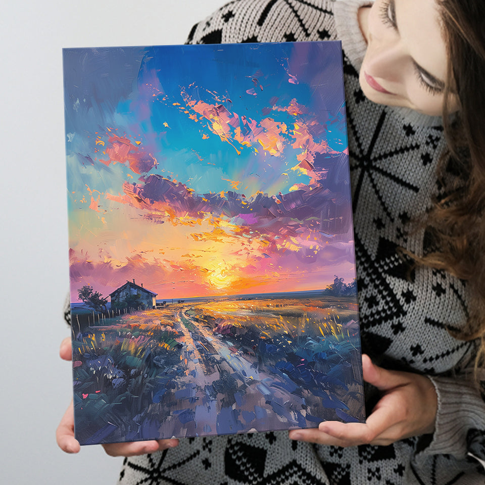 Painting Pastel Clouds Over The Backyard, Canvas Prints Wall Art Decor, Painting Canvas