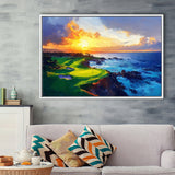 Painting Pebble Beach Golf Links Hole 7 In Sunset, Golf Art Print, Gift for him, Framed Canvas Prints Wall Art