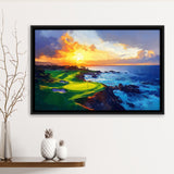 Painting Pebble Beach Golf Links Hole 7 In Sunset, Golf Art Print, Gift for him, Framed Canvas Prints Wall Art