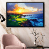 Painting Pebble Beach Golf Links Hole 7 In Sunset, Golf Art Print, Gift for him, Framed Canvas Prints Wall Art