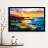 Painting Pebble Beach Golf Links Aerial In Sunset V2, Golf Art Print, Gift for him, Framed Canvas Prints Wall Art