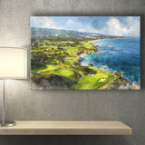 Painting Pebble Beach Golf Links Aerial Watercolor, Canvas Print Wall Art Home Decor, Painting Canvas Art Print