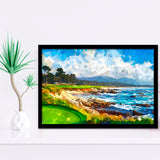 Painting Pebble Beach Golf Links Arrowhead Point, Golf Art, Gift for him, Framed Art Prints Wall Decor