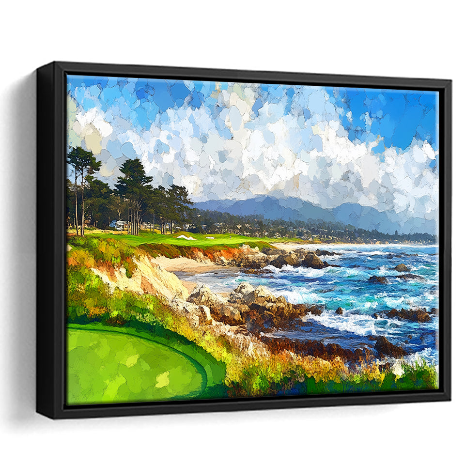 Painting Pebble Beach Golf Links Arrowhead Point, Golf Art Print, Gift for him, Framed Canvas Prints Wall Art