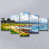 Painting Pebble Beach Golf Links Arrowhead Point, Golf Art Print, Mixed 5 Panel, Canvas Prints Wall Art