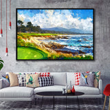 Painting Pebble Beach Golf Links Arrowhead Point, Golf Art Print, Gift for him, Framed Canvas Prints Wall Art