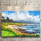 Painting Pebble Beach Golf Links Arrowhead Point, Golf Art Print, Gift for him, Canvas Prints Wall Art