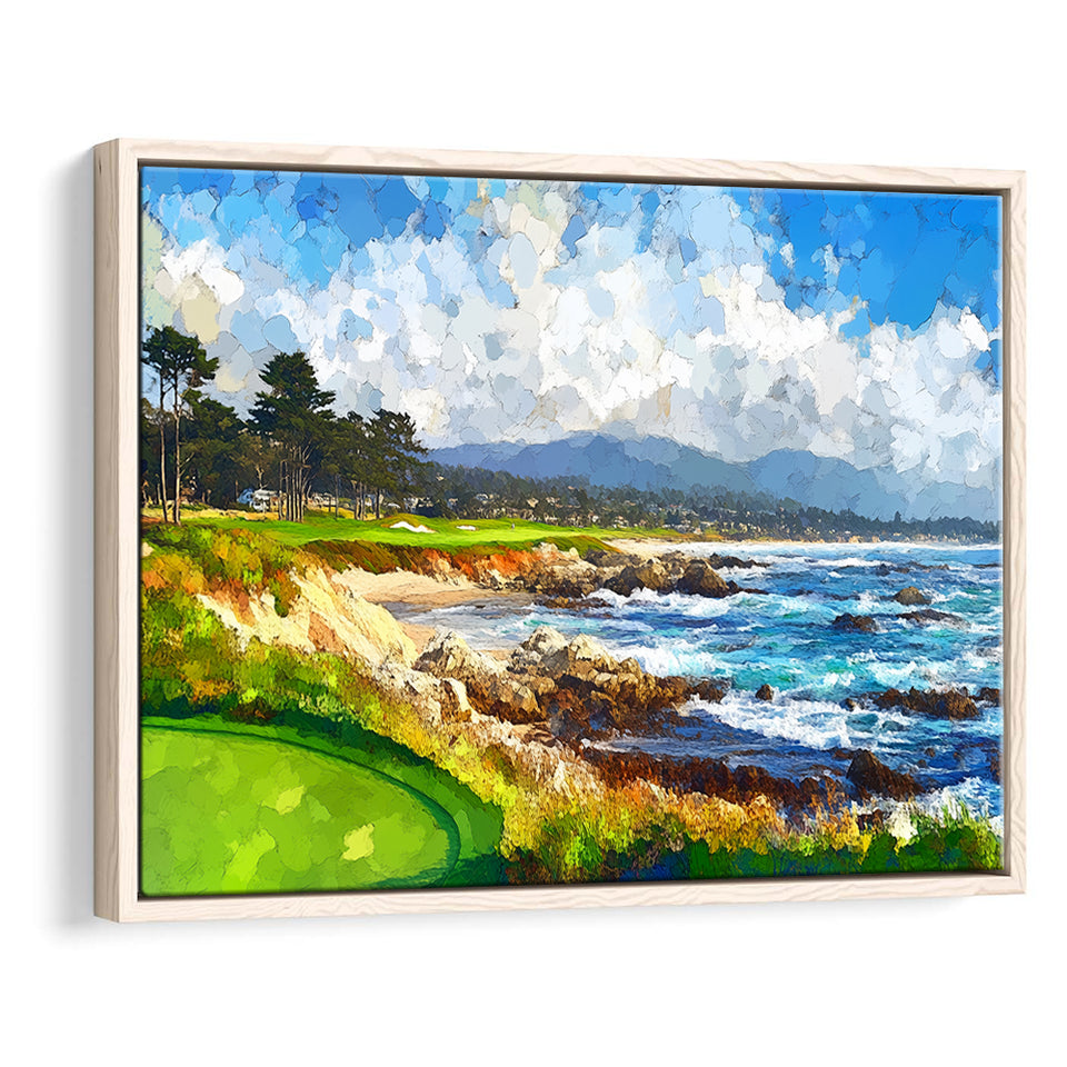 Painting Pebble Beach Golf Links Arrowhead Point, Golf Art Print, Gift for him, Framed Canvas Prints Wall Art