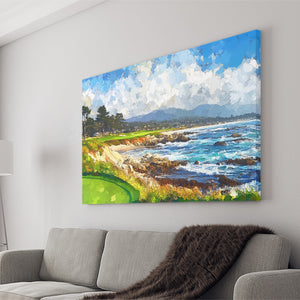 Painting Pebble Beach Golf Links Arrowhead Point, Golf Art Print, Gift for him, Canvas Prints Wall Art