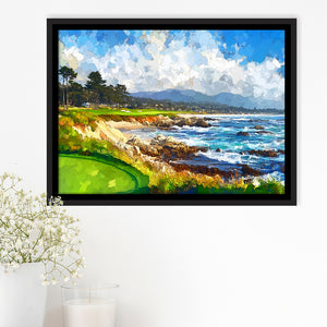 Painting Pebble Beach Golf Links Arrowhead Point, Golf Art Print, Gift for him, Framed Canvas Prints Wall Art