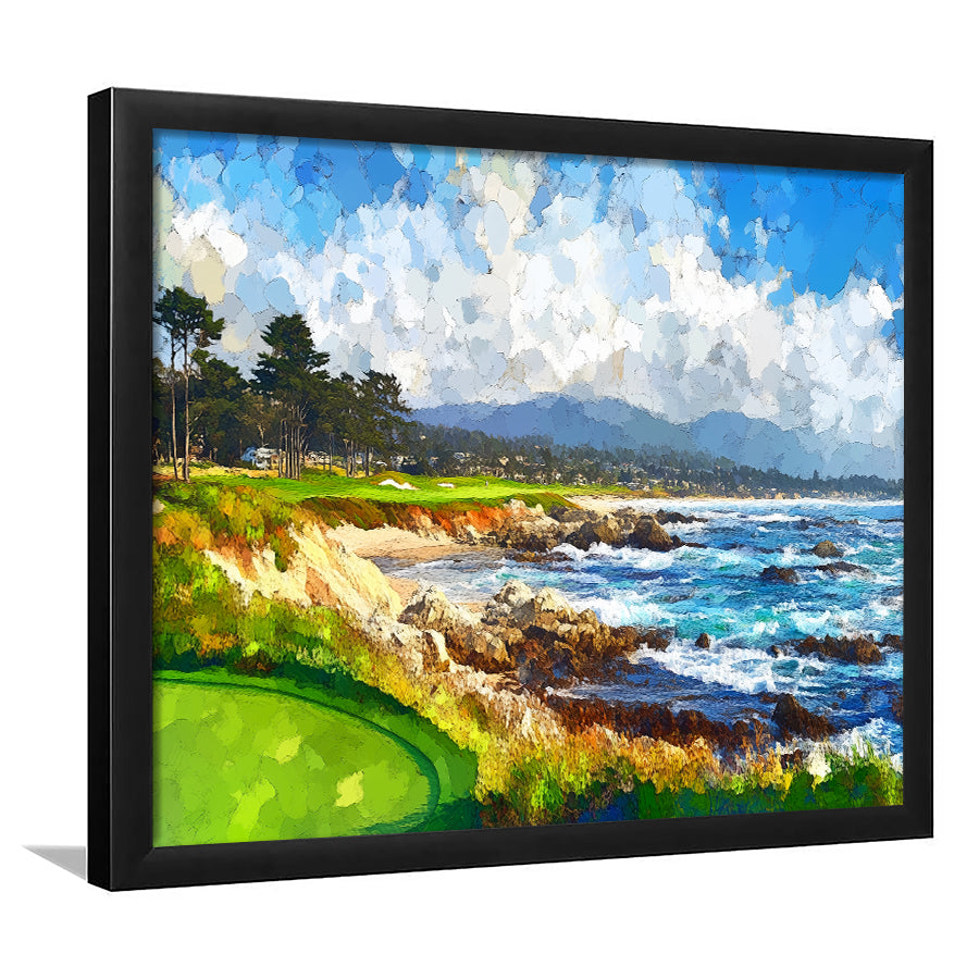 Painting Pebble Beach Golf Links Arrowhead Point, Golf Art, Gift for him, Framed Art Prints Wall Decor