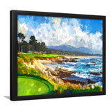 Painting Pebble Beach Golf Links Arrowhead Point, Golf Art, Gift for him, Framed Art Prints Wall Decor