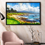 Painting Pebble Beach Golf Links Arrowhead Point, Golf Art Print, Gift for him, Framed Canvas Prints Wall Art