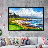 Painting Pebble Beach Golf Links Arrowhead Point, Golf Art, Gift for him, Framed Art Prints Wall Decor