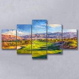 Painting Shadow Creek Golf Club Hole 18, Golf Art Print, Mixed 5 Panel, Canvas Prints Wall Art