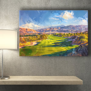 Painting Shadow Creek Golf Club Hole 18, Golf Art Print, Gift for him, Canvas Prints Wall Art