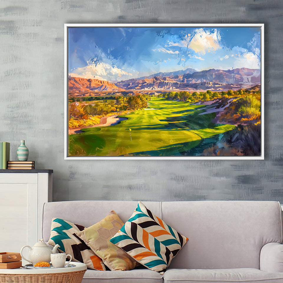 Painting Shadow Creek Golf Club Hole 18, Golf Art Print, Gift for him, Framed Canvas Prints Wall Art