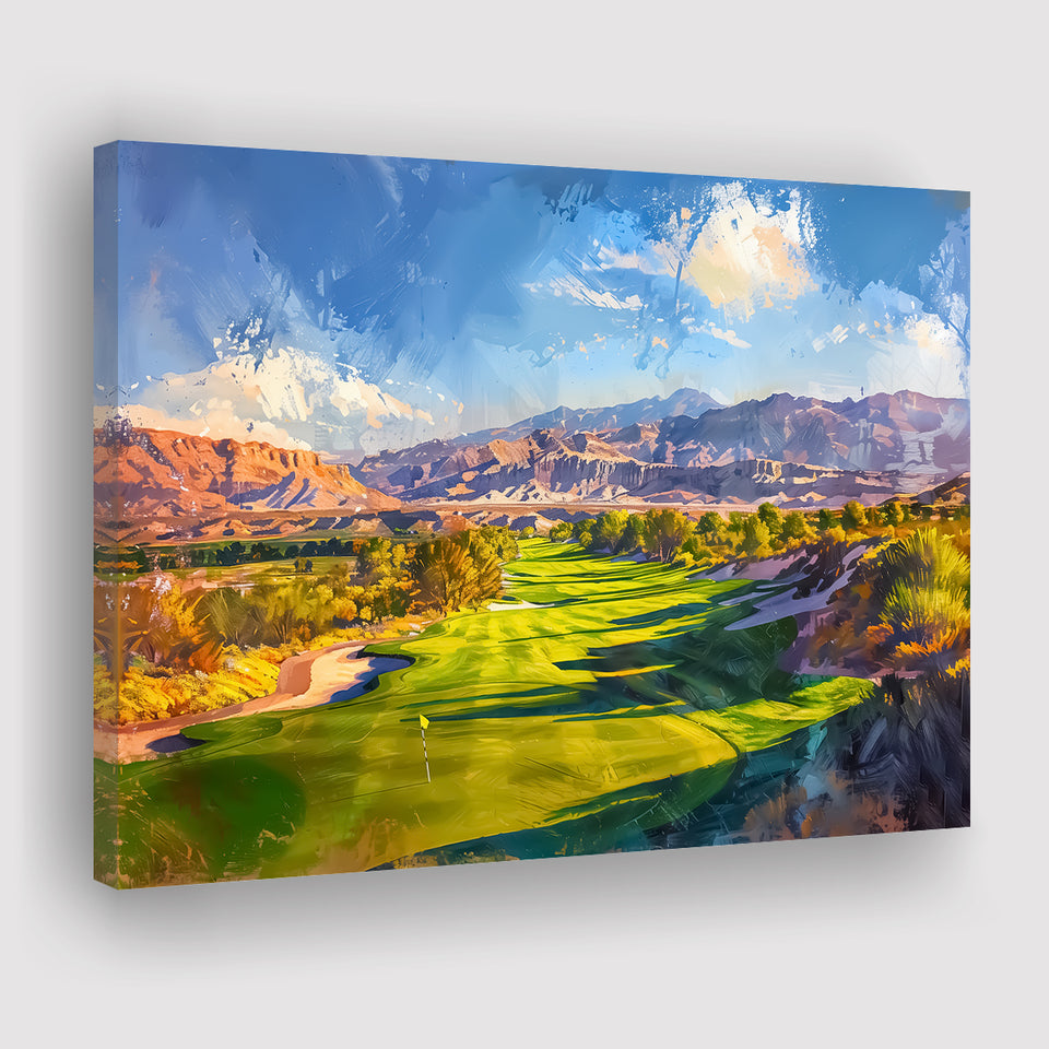 Painting Shadow Creek Golf Club Hole 18, Golf Art Print, Gift for him, Canvas Prints Wall Art