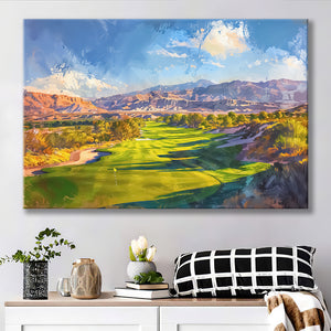 Painting Shadow Creek Golf Club Hole 18, Golf Art Print, Gift for him, Canvas Prints Wall Art