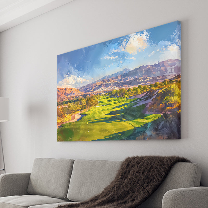 Painting Shadow Creek Golf Club Hole 18, Golf Art Print, Gift for him, Canvas Prints Wall Art