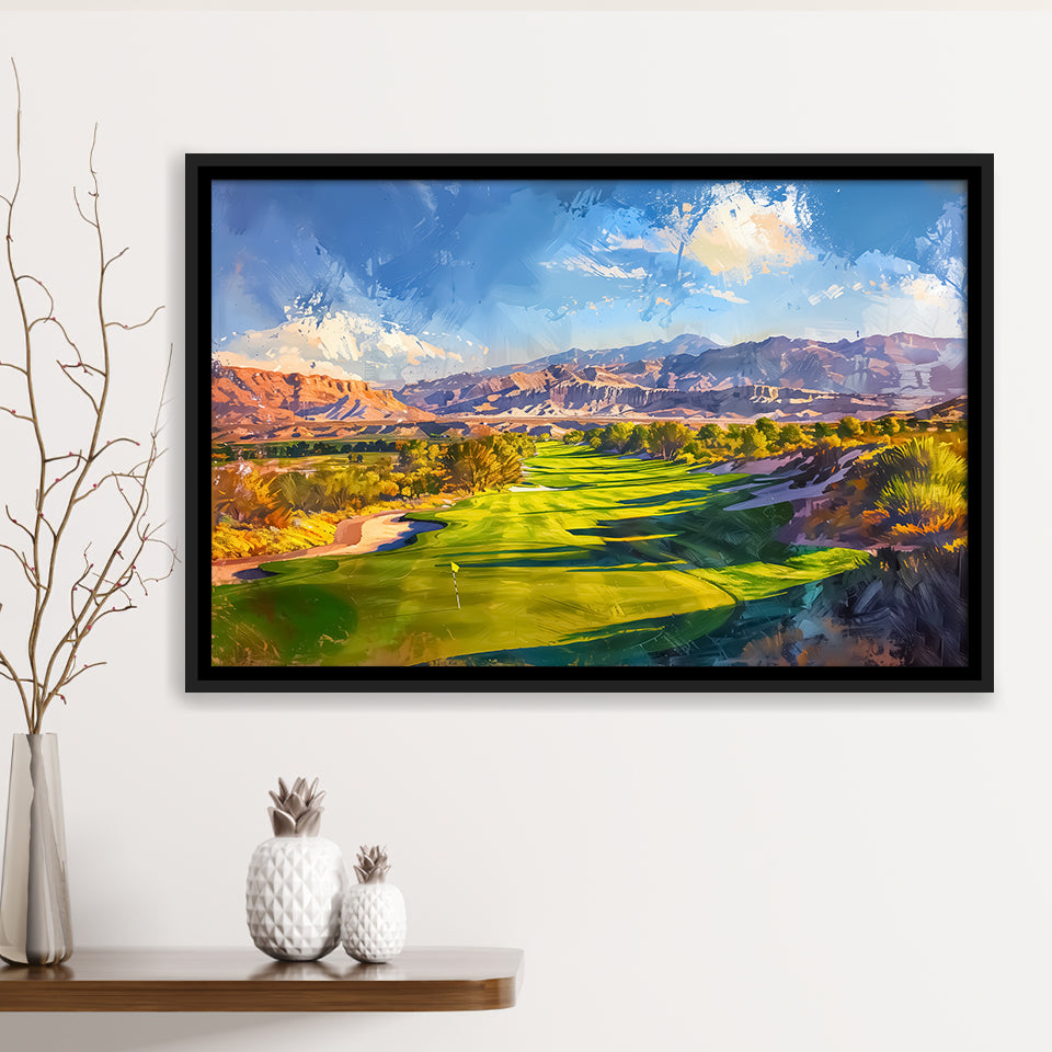 Painting Shadow Creek Golf Club Hole 18, Golf Art Print, Gift for him, Framed Canvas Prints Wall Art