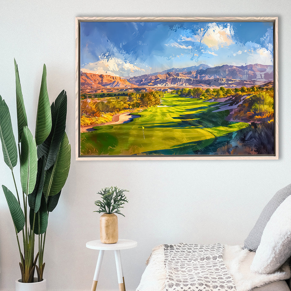 Painting Shadow Creek Golf Club Hole 18, Golf Art Print, Gift for him, Framed Canvas Prints Wall Art