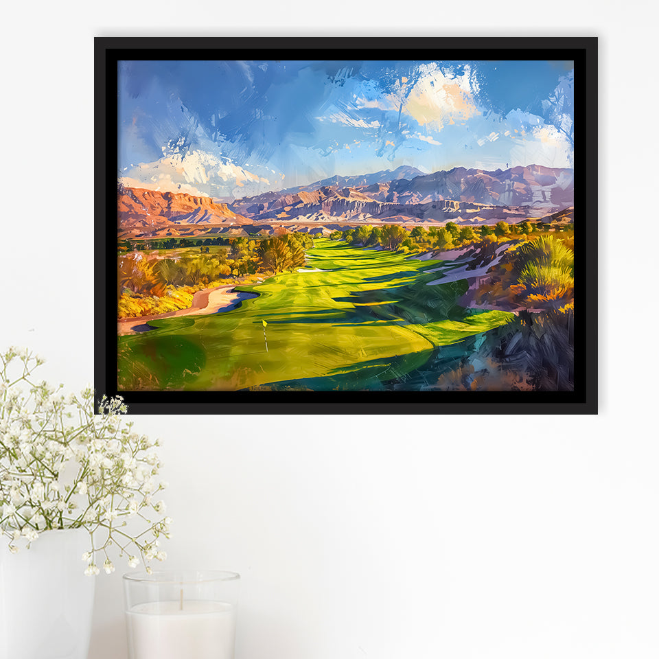 Painting Shadow Creek Golf Club Hole 18, Golf Art Print, Gift for him, Framed Canvas Prints Wall Art