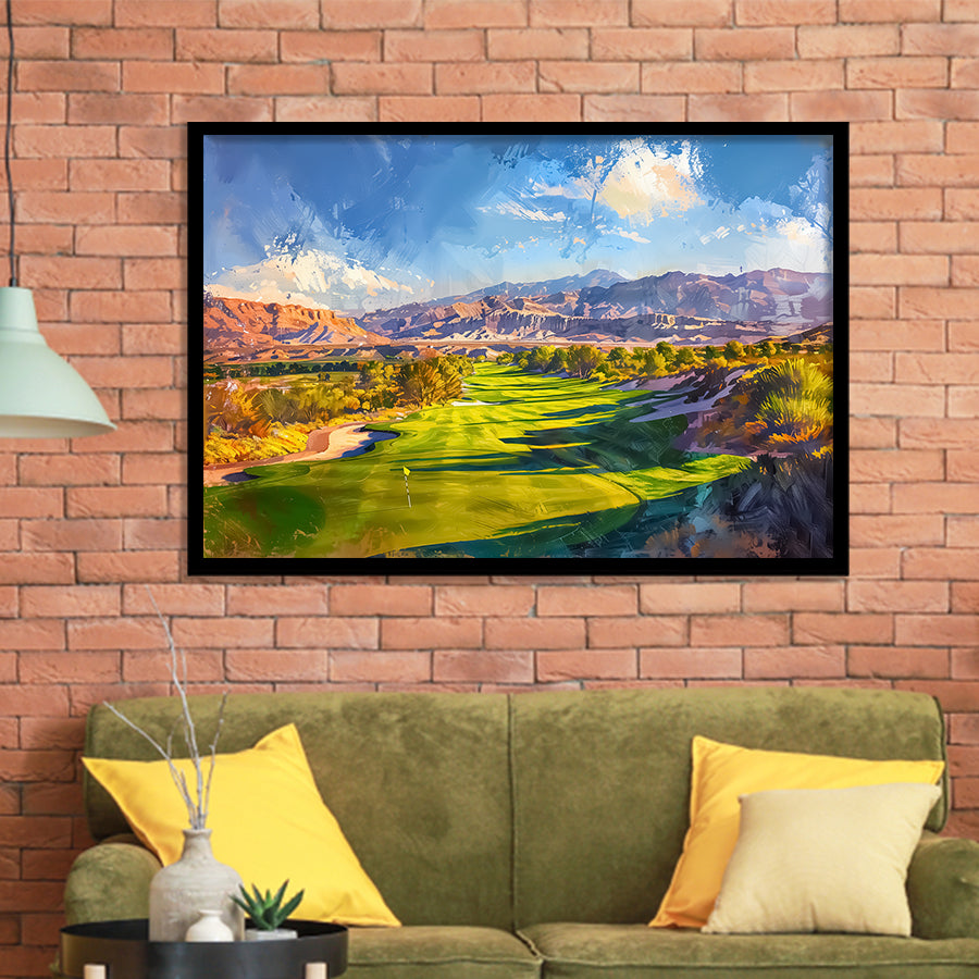 Painting Shadow Creek Golf Club Hole 18, Golf Art, Gift for him, Framed Art Prints Wall Decor