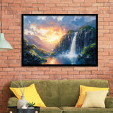 Painting Sunrise Waterfall In The Forest, Painting Art, Framed Art Print Wall Art Home Decor