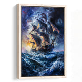 Painting The Pirate Ship Over Sea Dark Academia,Framed Canvas Prints Wall Art Decor, Floating Frame